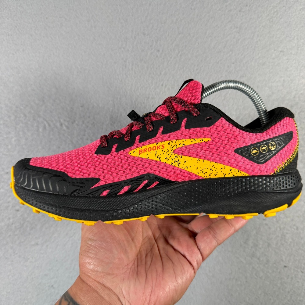 Brooks Divide 4 Trail Running Shoes Pink Yellow Black 1203941B609 Womens 9 - Picture 7 of 10